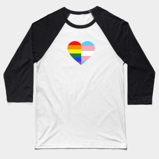 LGBT Rainbow And Transgender Pride Flag Heart Baseball T-Shirt